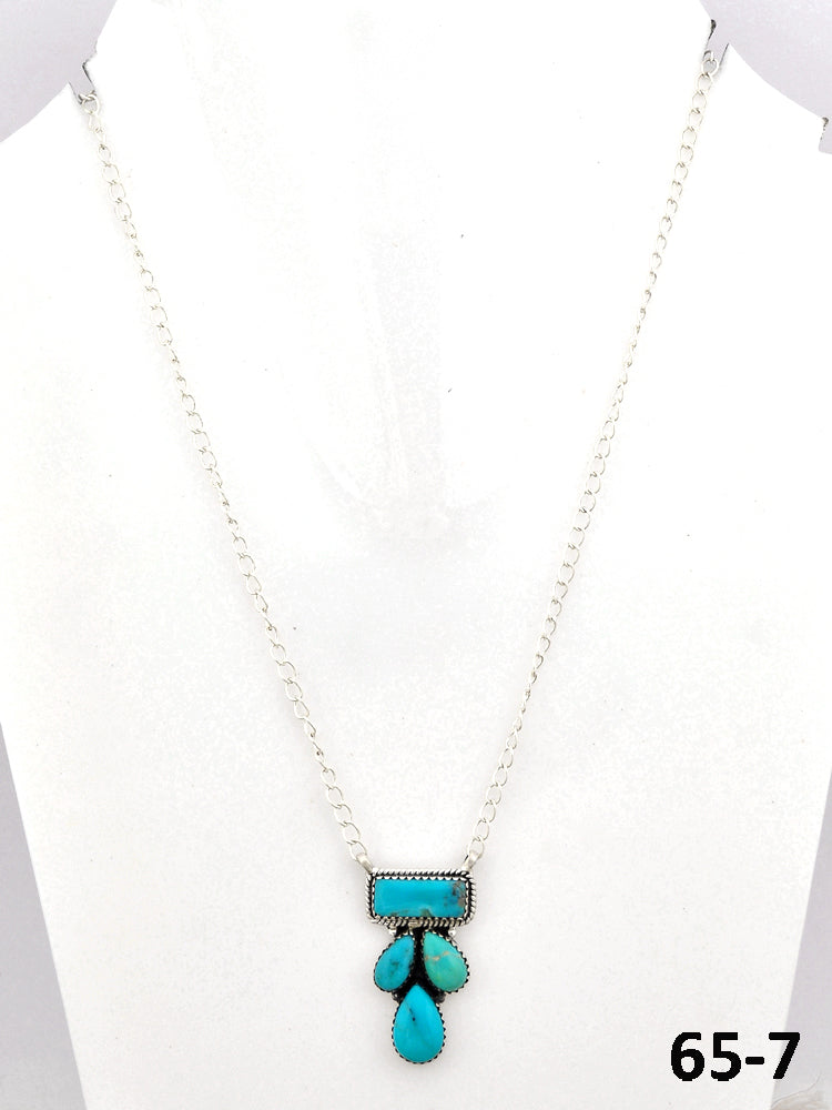 Southwest Made Campitos Turquoise & Sterling Silver Necklace 65-7