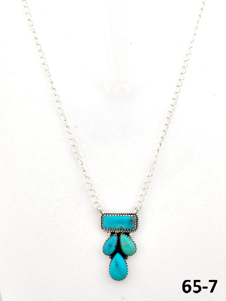 Southwest Made Campitos Turquoise & Sterling Silver Necklace 65-7