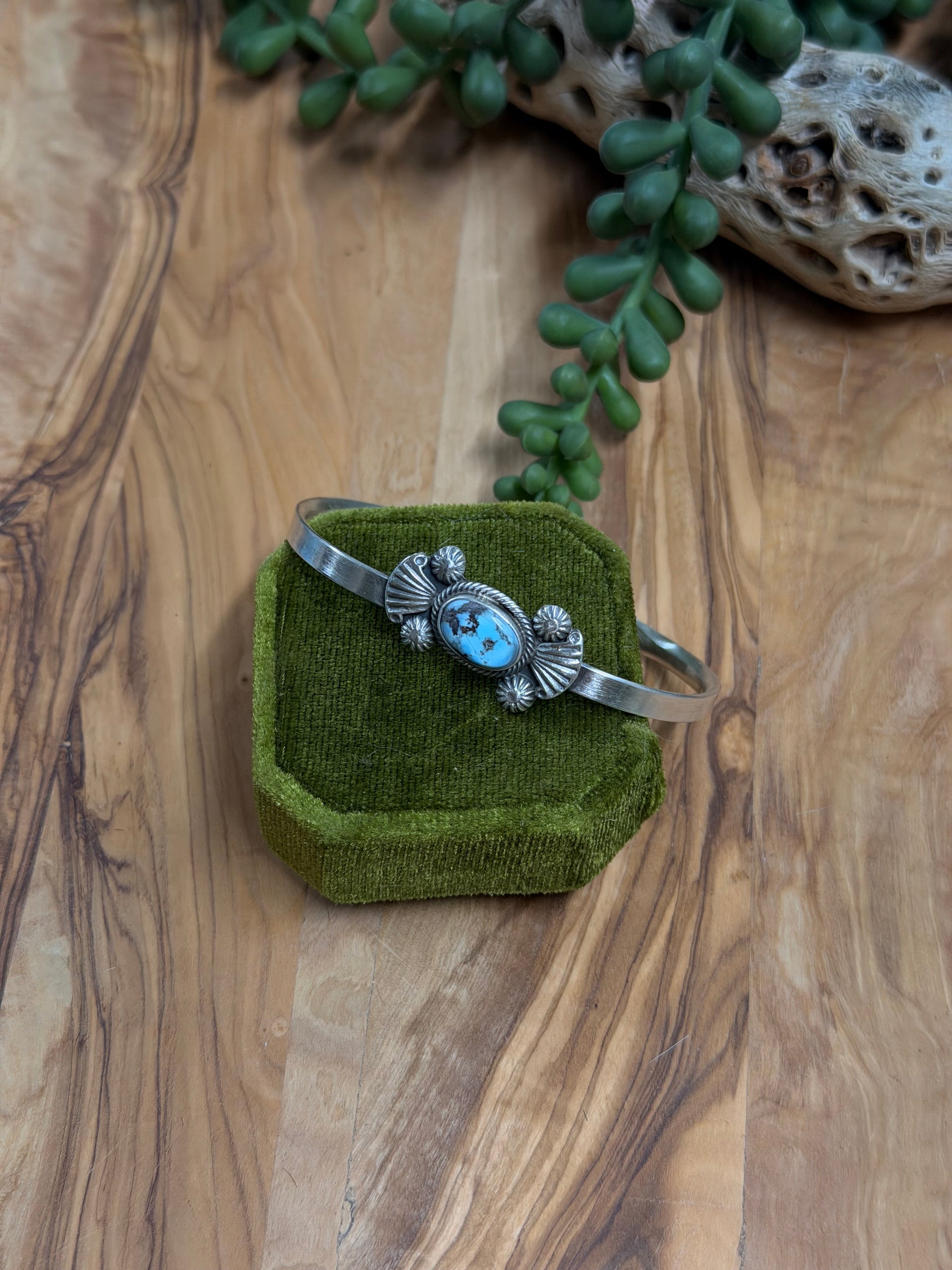 Genevieve Francisco Golden Hills Turquoise and Sterling Silver Cuff Bracelet