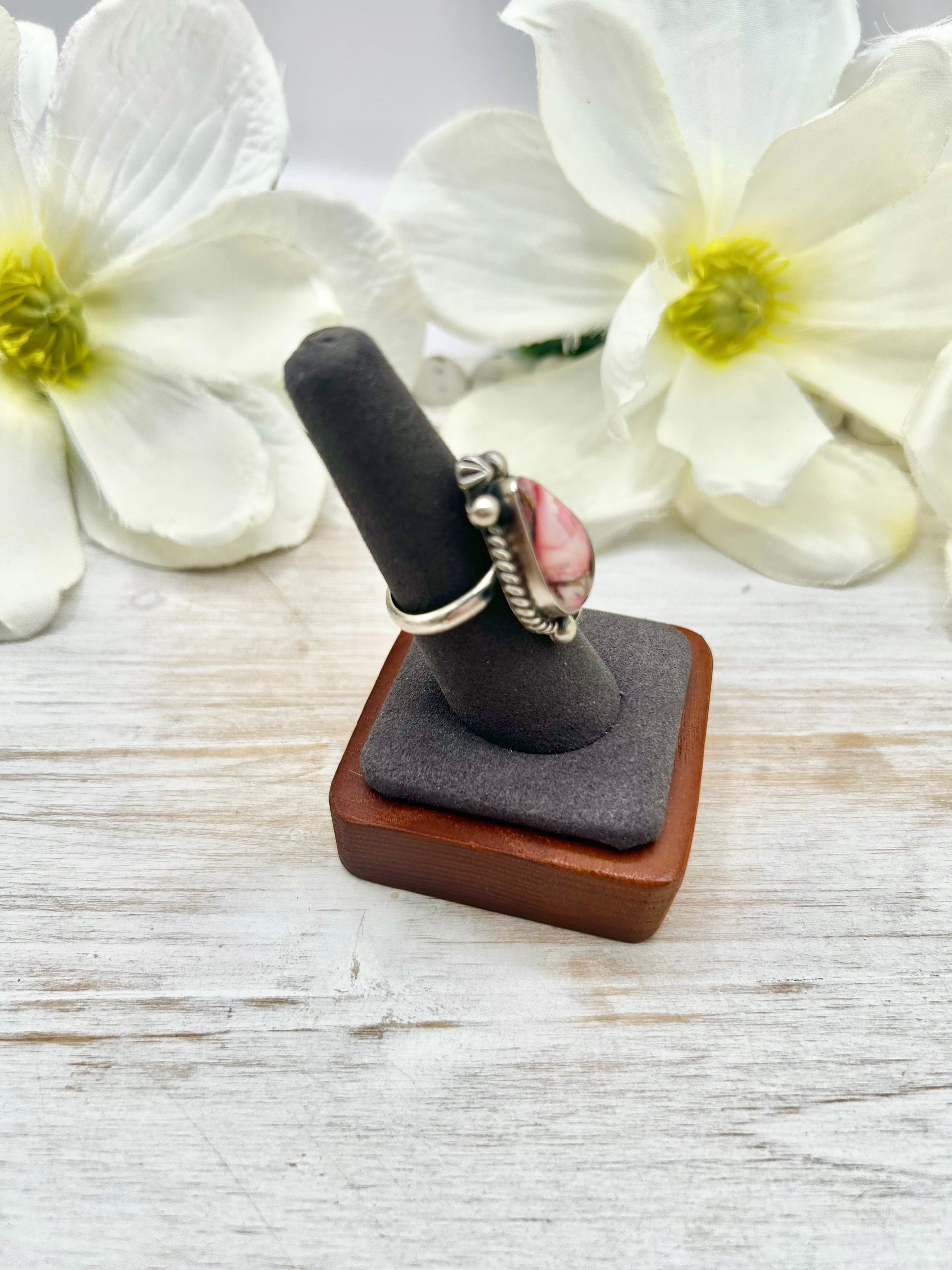 Johnny Dixon Rose Dahlia & Sterling Silver Adjustable Ring