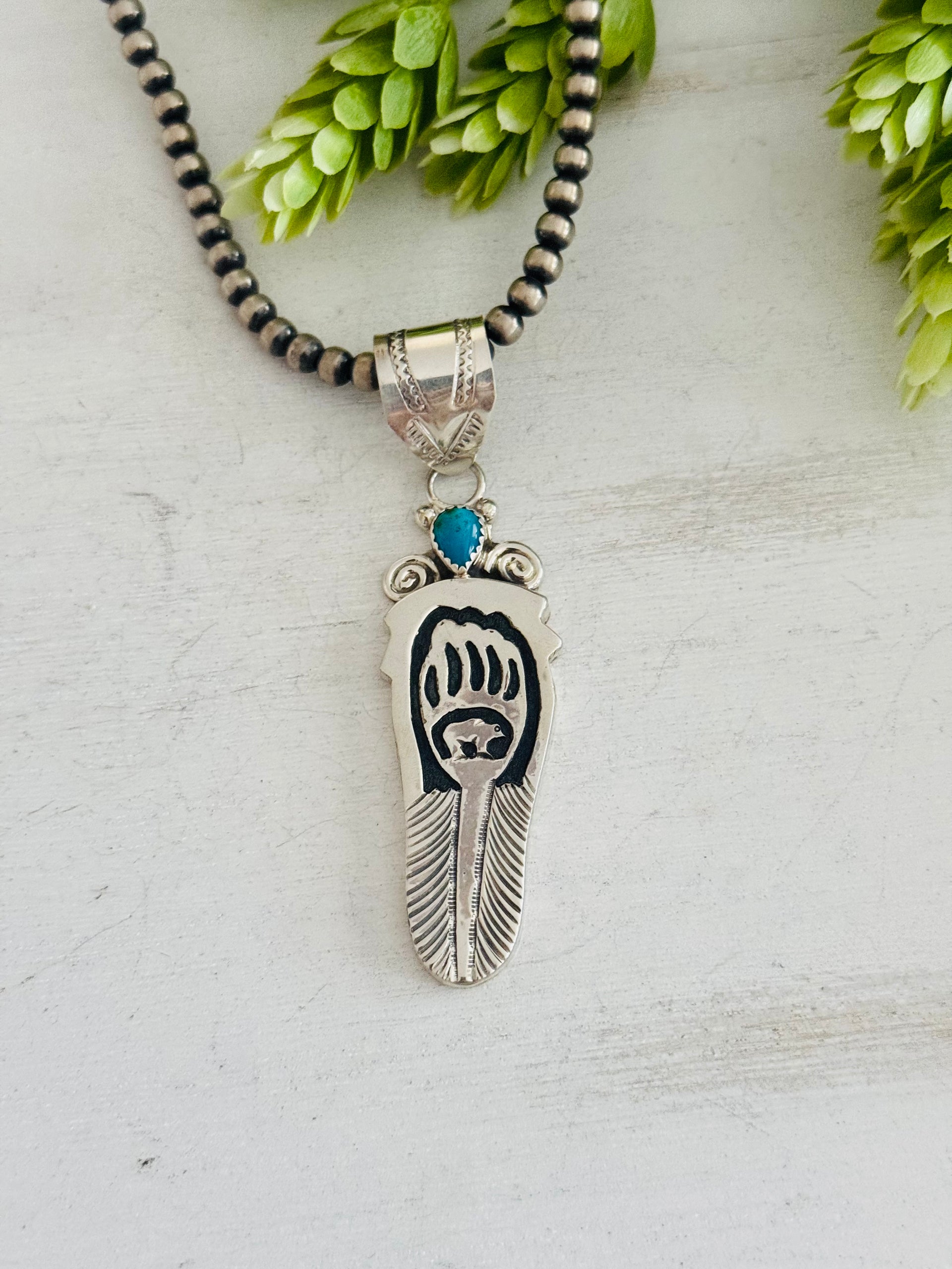 Alonzo Mariano Kingman Turquoise & Sterling Silver Pendant