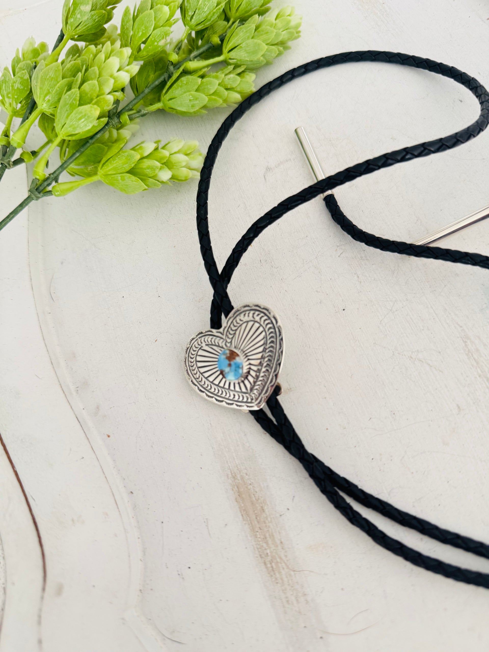 Jereme Delgarito Golden Hills Turquoise & Sterling Silver Bolo Tie