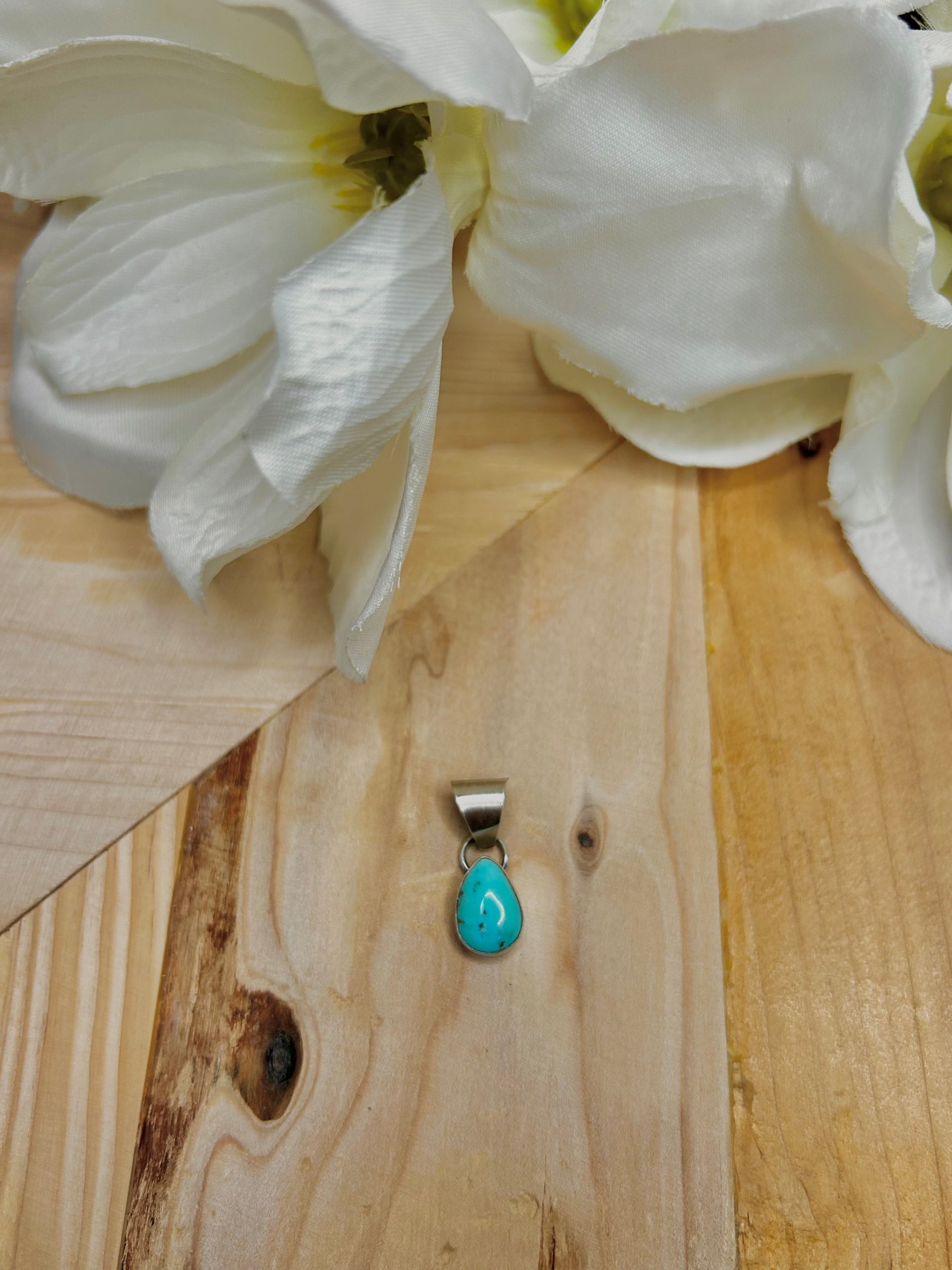 Navajo Made Kingman Turquoise & Sterling Silver Pendant