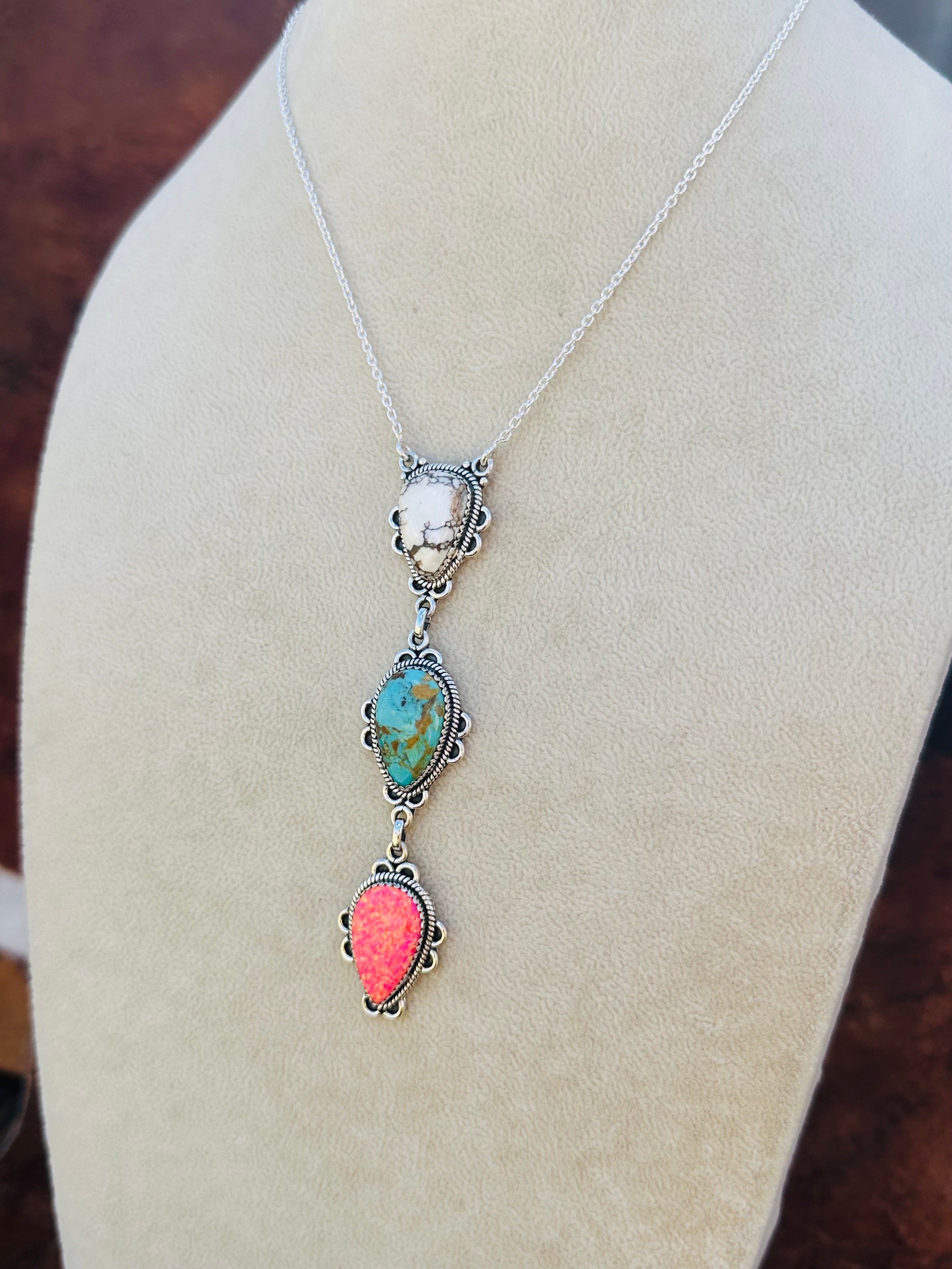 Southwest Handmade Multi Stone & Sterling Silver Necklace