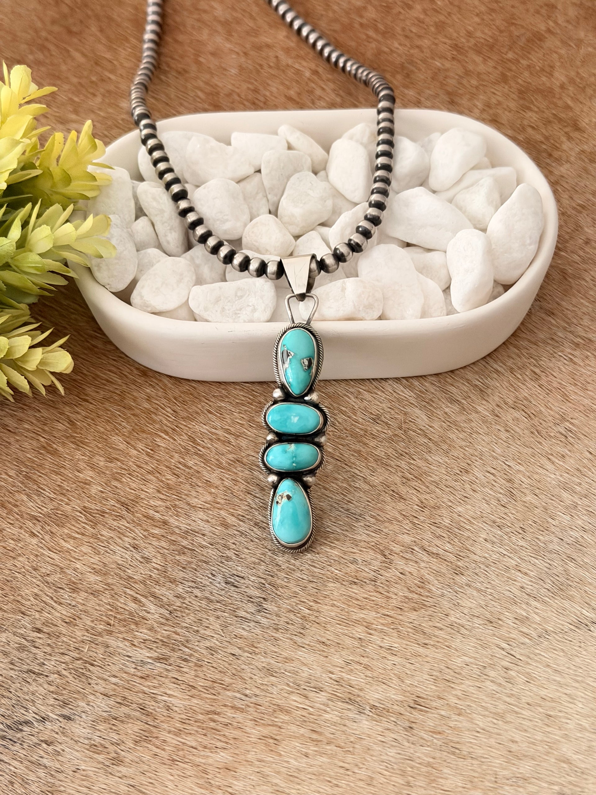 Lillian Ramone Carico Lake Turquoise & Sterling Silver Pendant