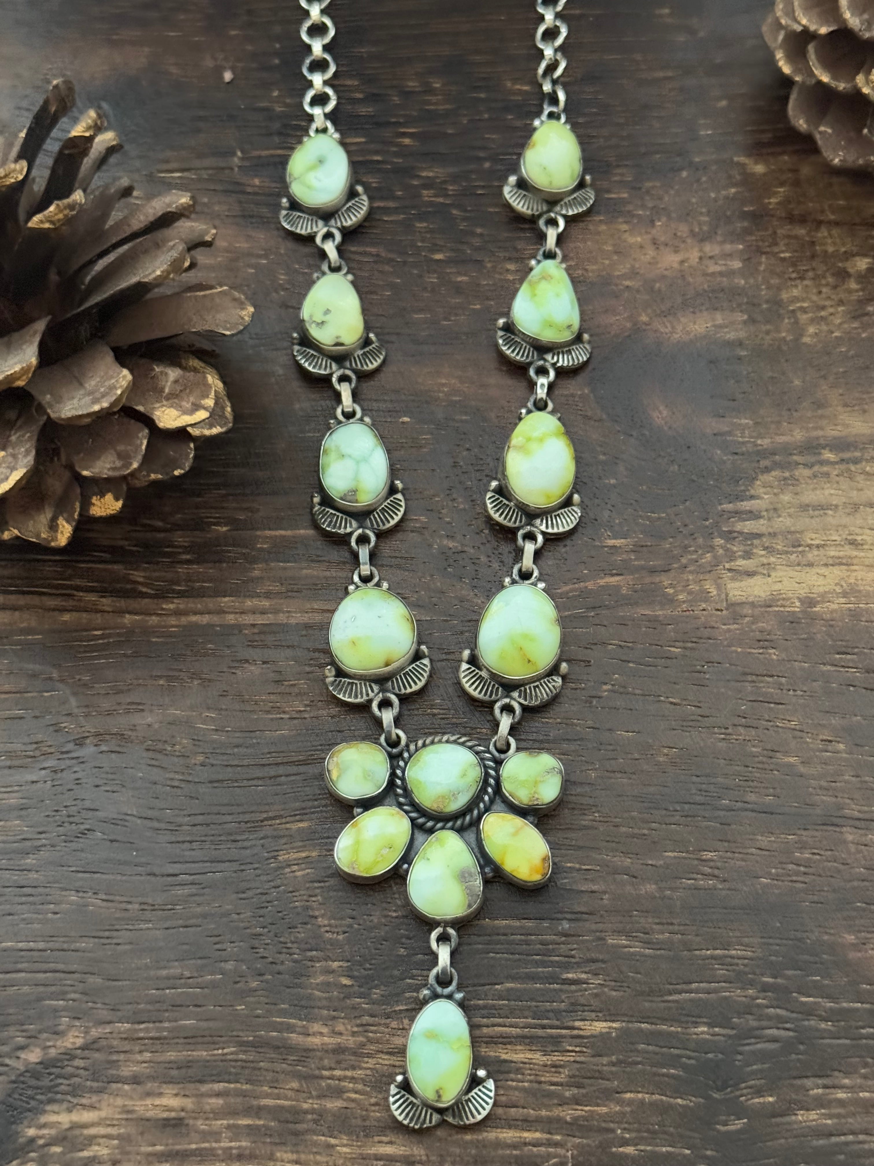 TTD Palomino Variscite & Sterling Silver Lariat Necklace