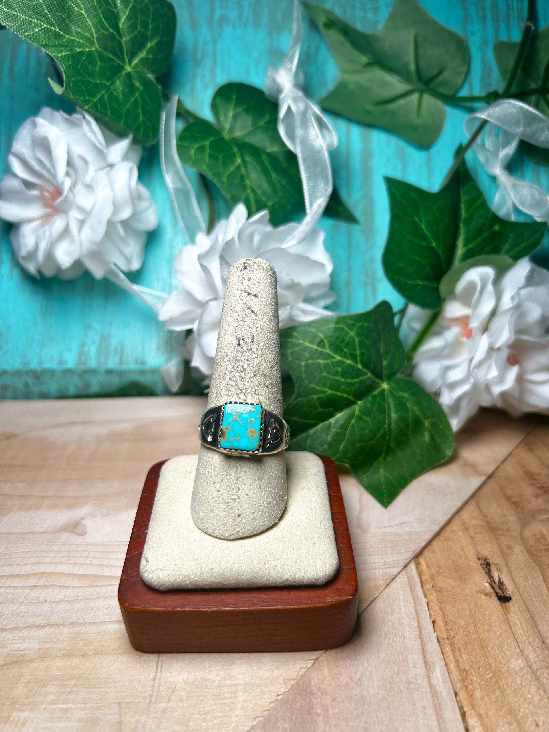 Navajo Made Royston Turquoise & Sterling Silver Ring Size 9.75
