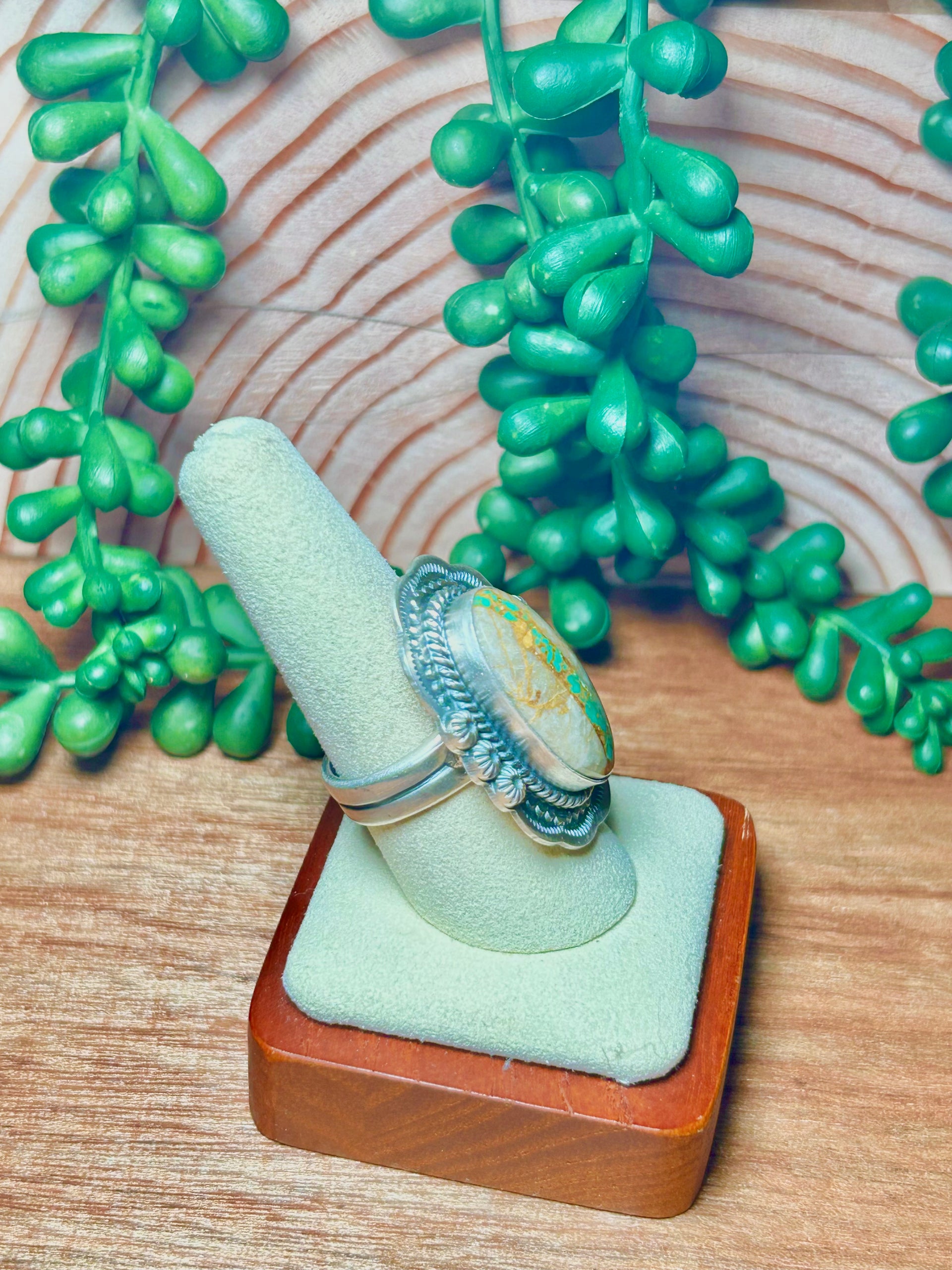 Navajo Made Bonlder Turquoise & Sterling Silver Adjustable Ring