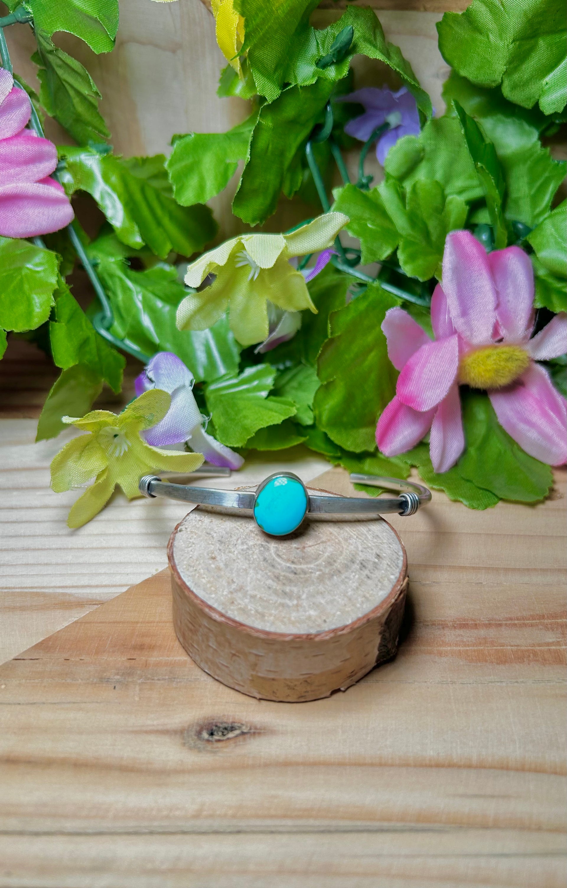 Navajo Made Kingman Turquoise & Sterling Silver Cuff Bracelet