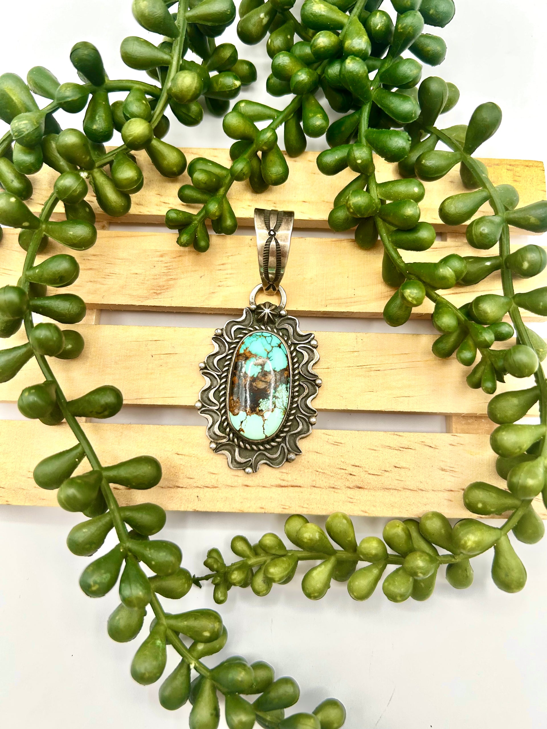 Old Pawn Landoll Benally Royston Turquoise & Sterling Silver Pendant