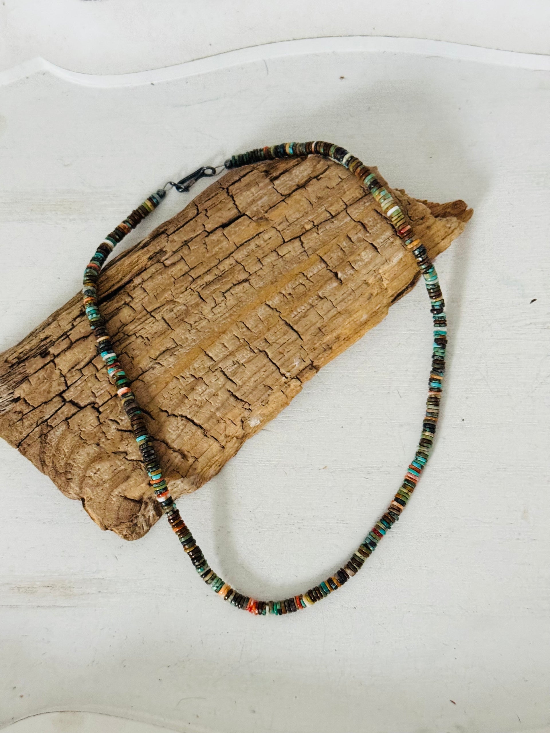 Navajo Strung Multi Stone Heishi Necklace