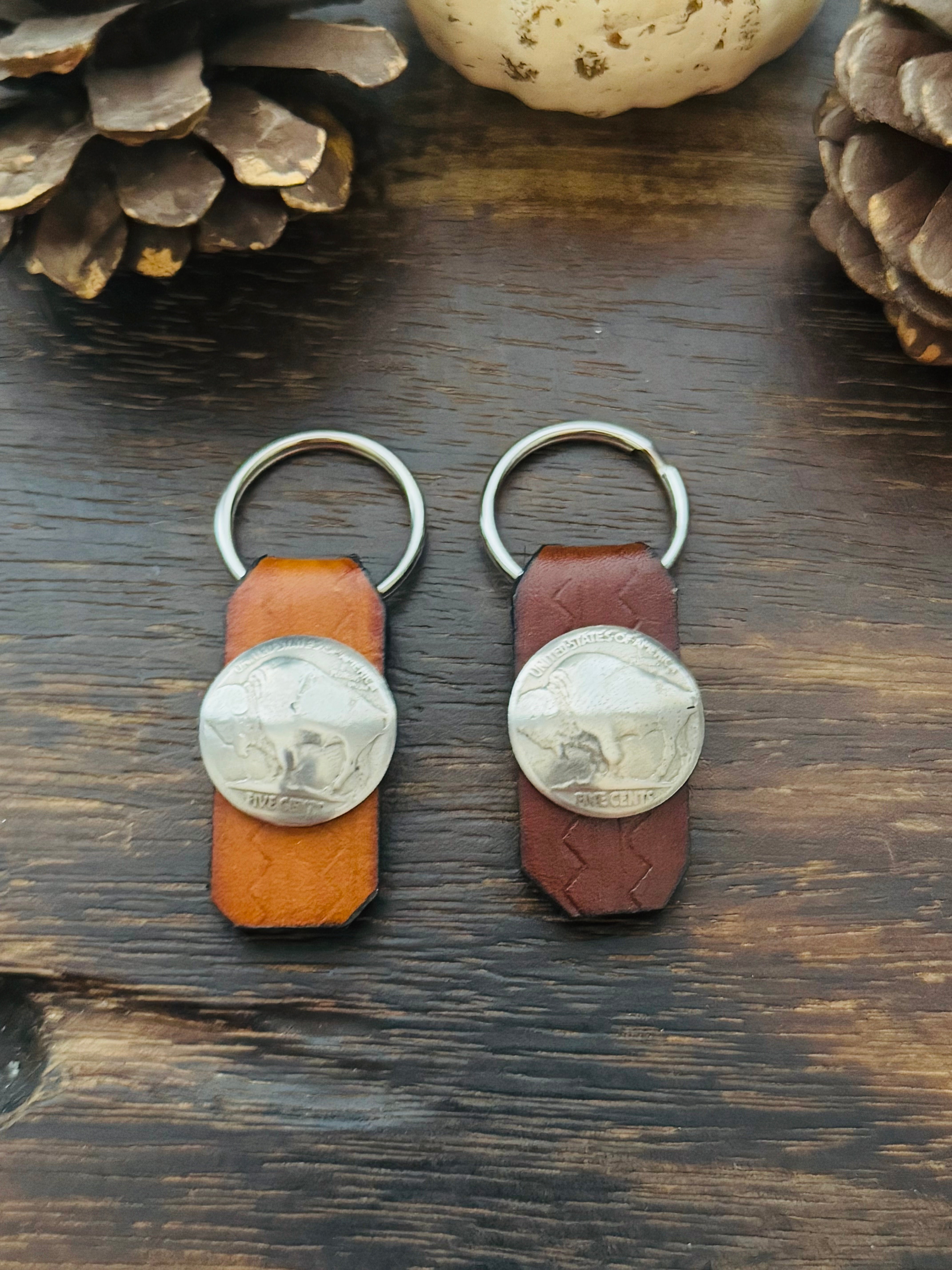 Genuine Leather & Buffalo Nickel Key Chain