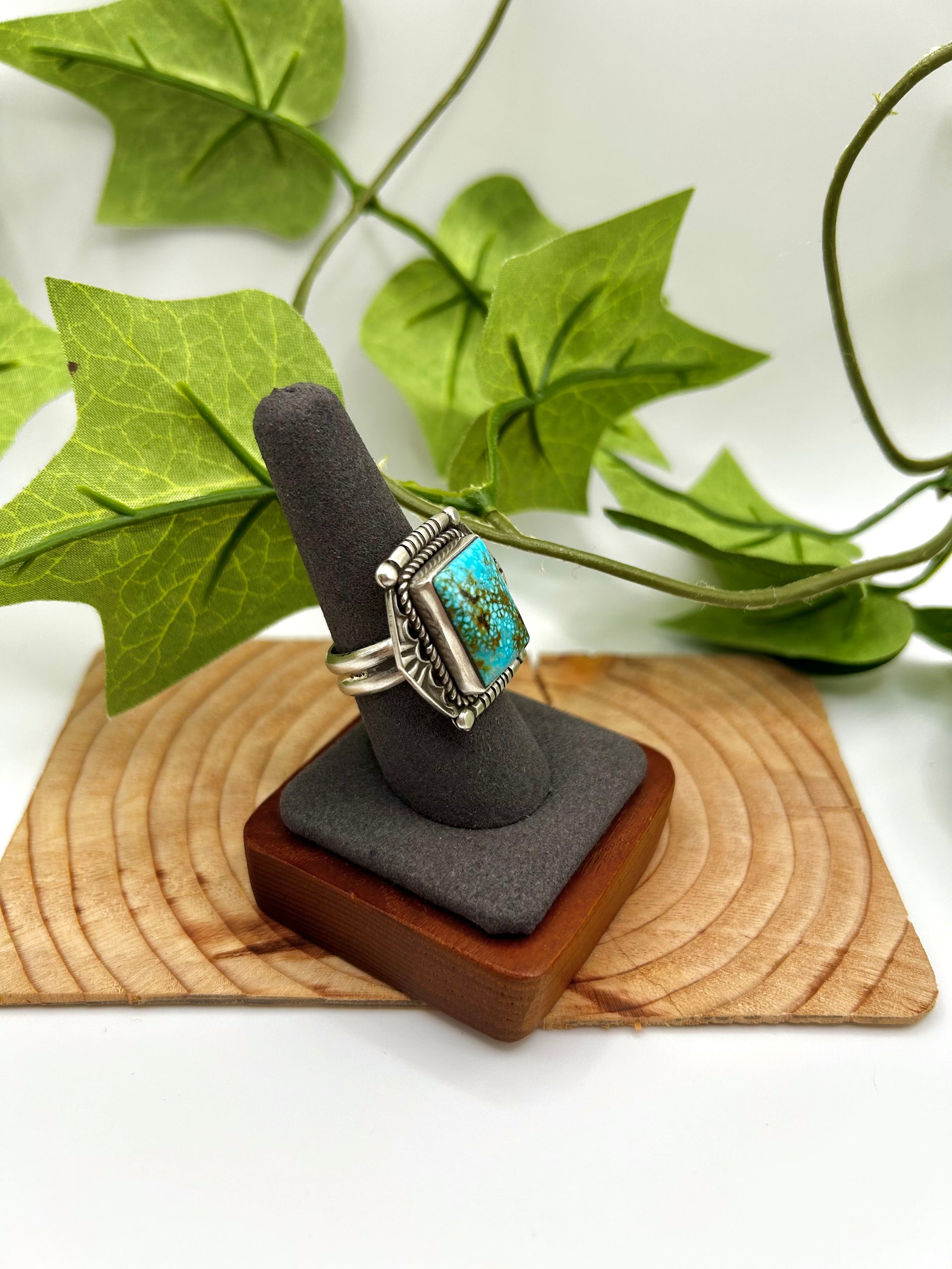 Fred Francis Highgrade Kingman Turquoise & Sterling Silver Adjustable Ring