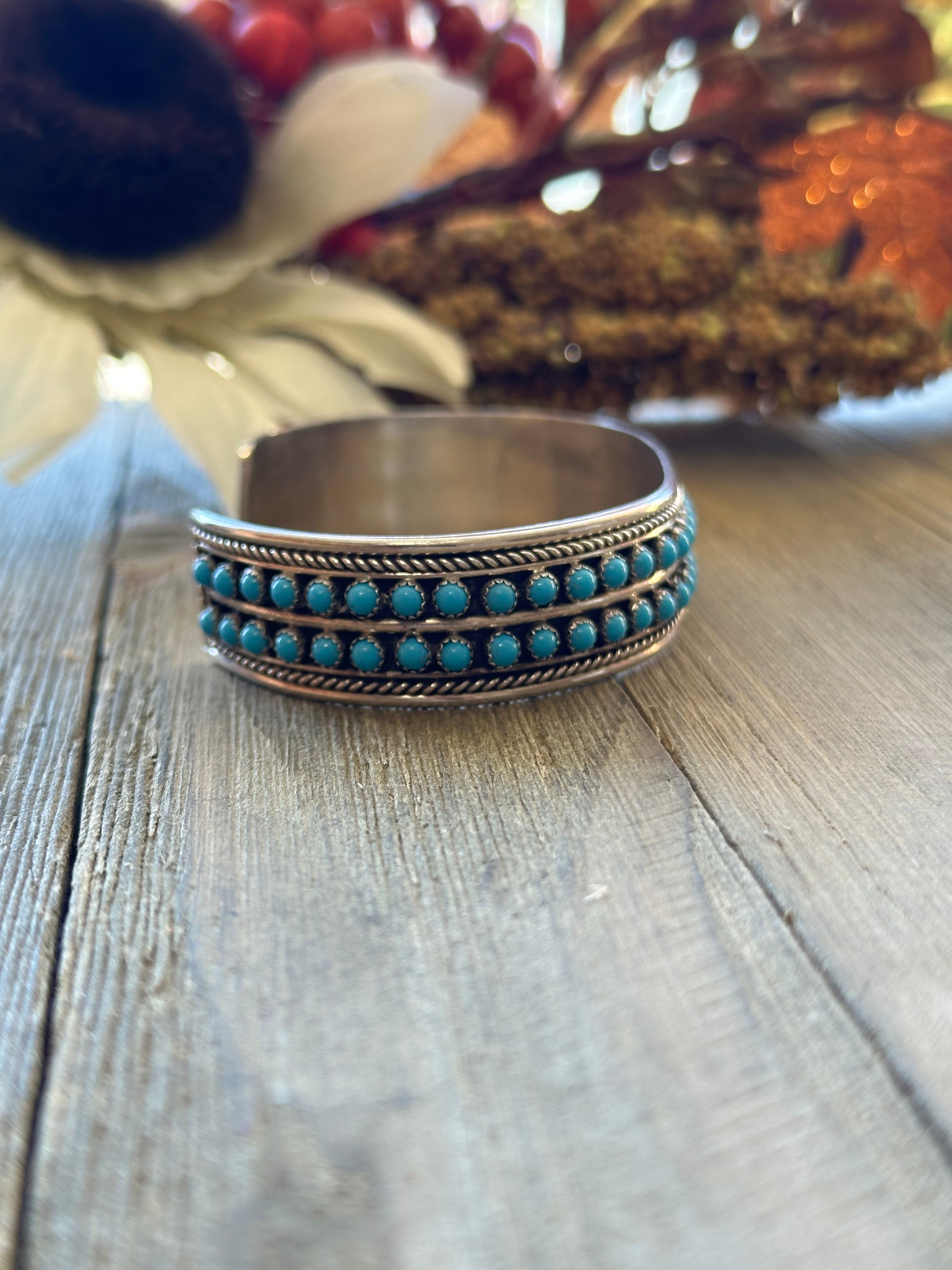 Navajo Made Turquoise & Sterling Silver Cuff Bracelet