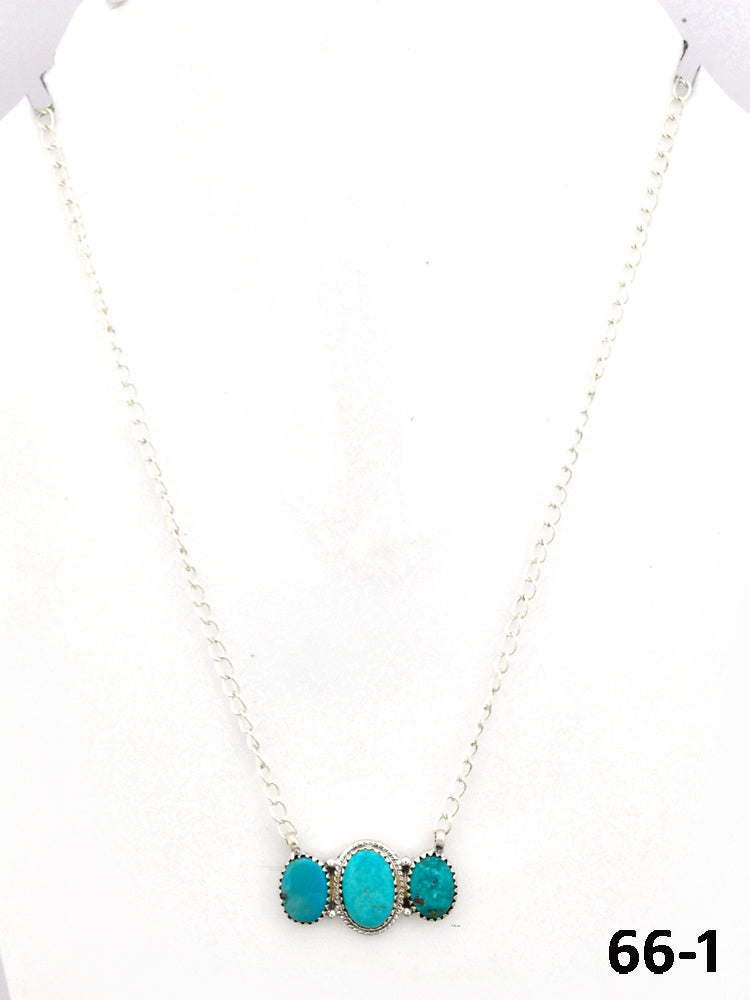 Southwest Made Campitos Turquoise & Sterling Silver Necklace 66-1