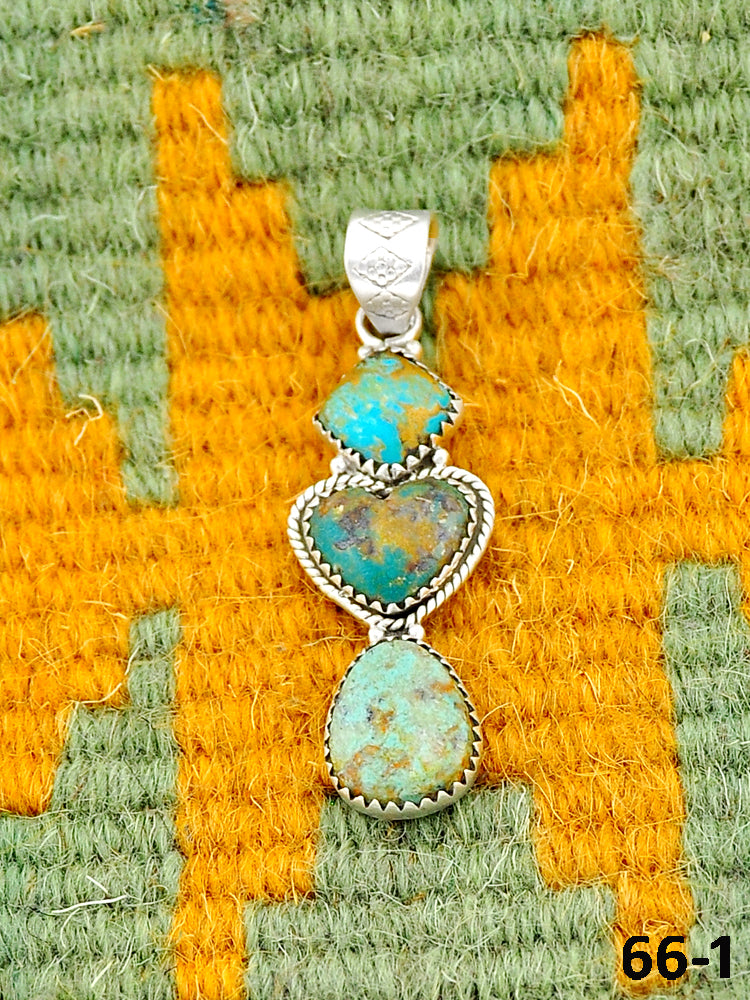 Southwest Made Cripple Creek Turquoise & Sterling Silver Pendant