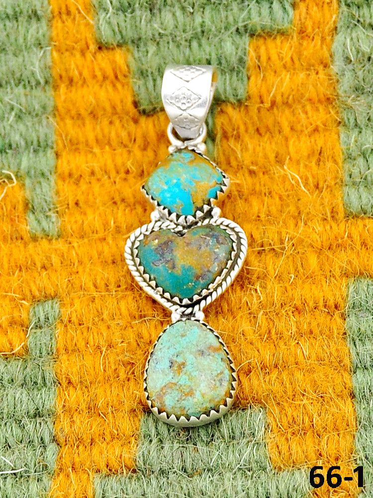 Southwest Made Cripple Creek Turquoise & Sterling Silver Pendant