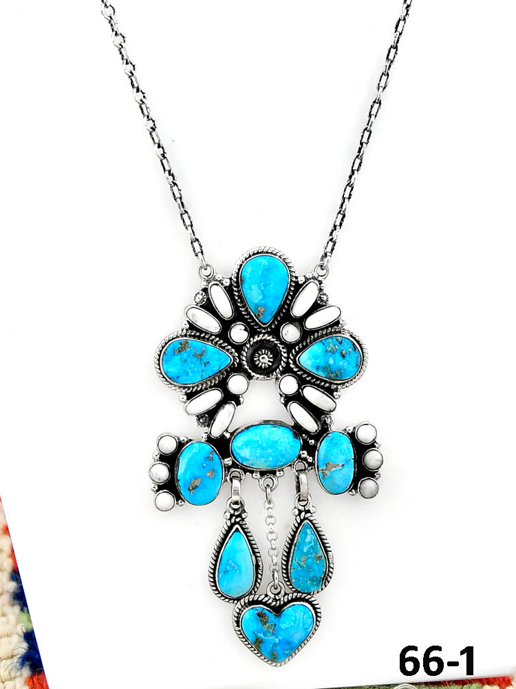 Southwest Made Sierra Bella Turquoise with White Buffalo & Sterling Silver Necklace