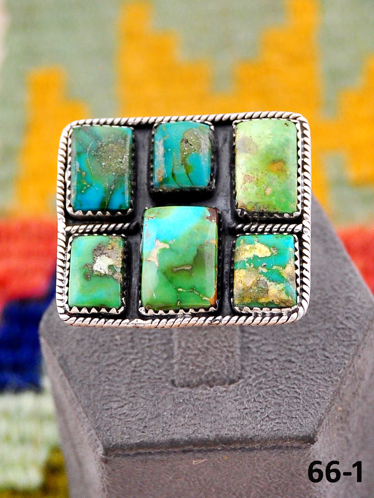 Southwest Handmade Sonoran Mountain Turquoise & Sterling Silver Adjustable Ring
