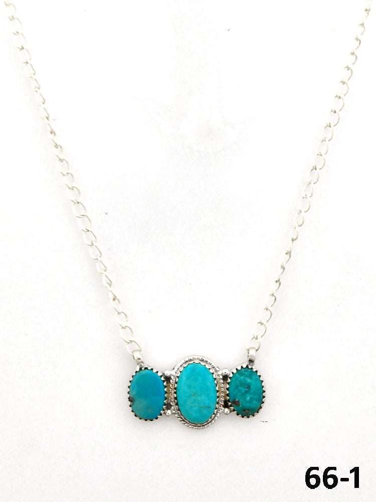 Southwest Made Campitos Turquoise & Sterling Silver Necklace 66-1