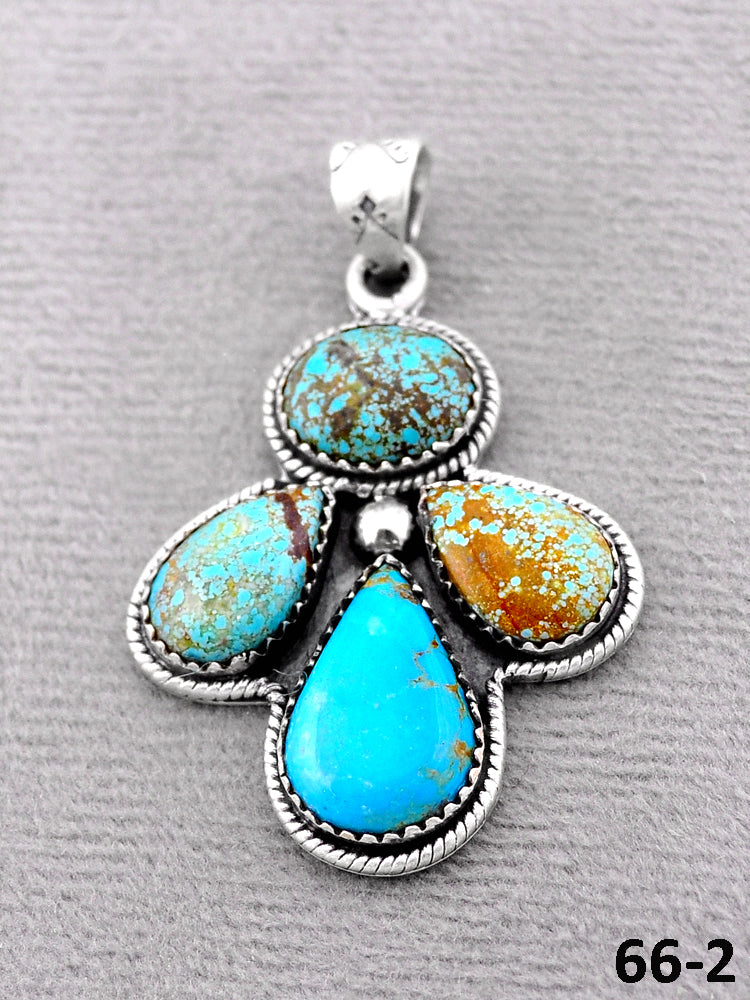 Southwest Handmade #8 Turquoise & Sterling Silver Pendants
