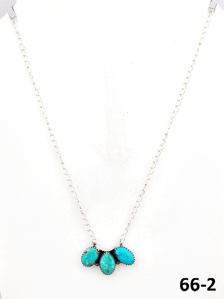 Southwest Made Campitos Turquoise & Sterling Silver Necklace 66-2