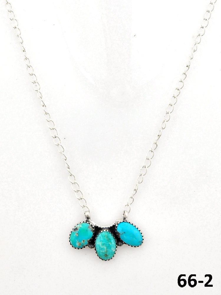 Southwest Made Campitos Turquoise & Sterling Silver Necklace 66-2