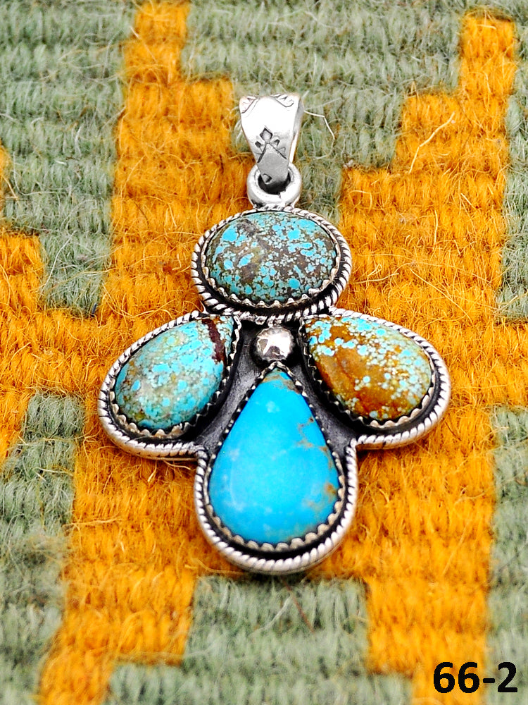 Southwest Handmade #8 Turquoise & Sterling Silver Pendants