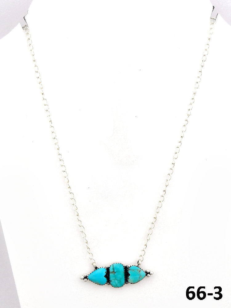 Southwest Made Campitos Turquoise & Sterling Silver Necklace 66-3