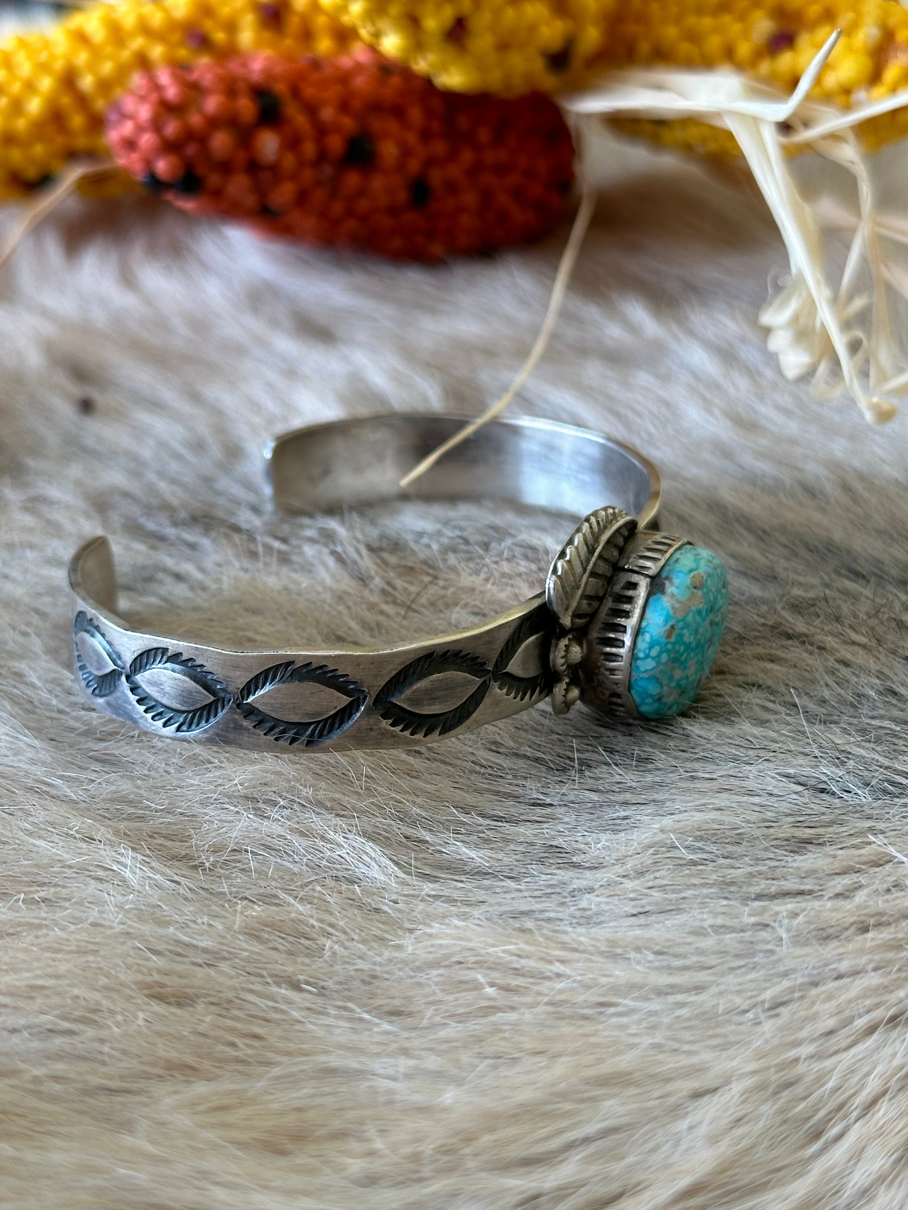 Navajo Made White Water Turquoise & Sterling Silver Cuff Bracelet