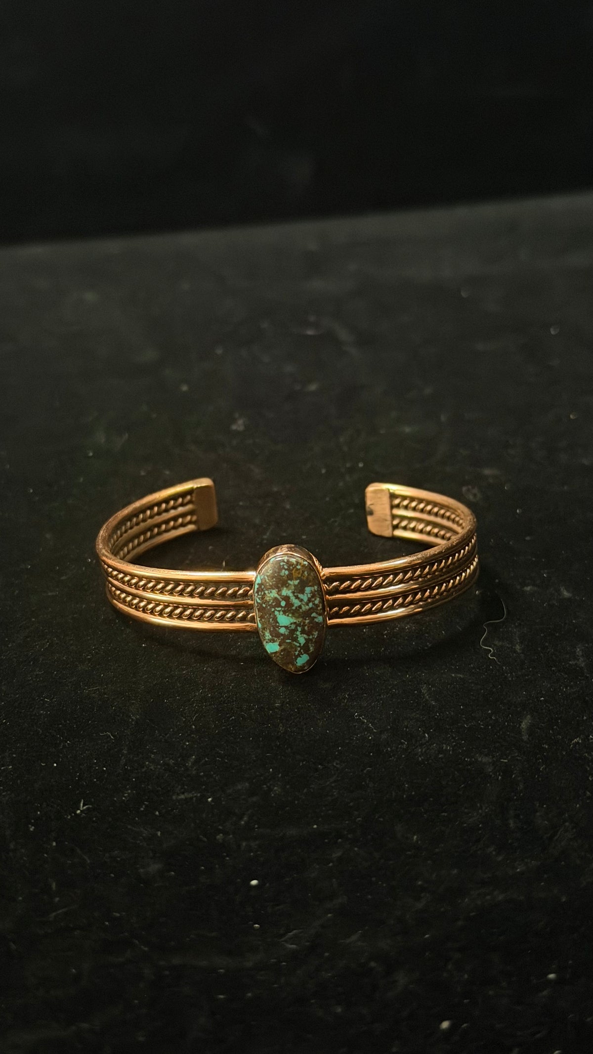 Navajo Made Kingman Turquoise & Copper Cuff Bracelet