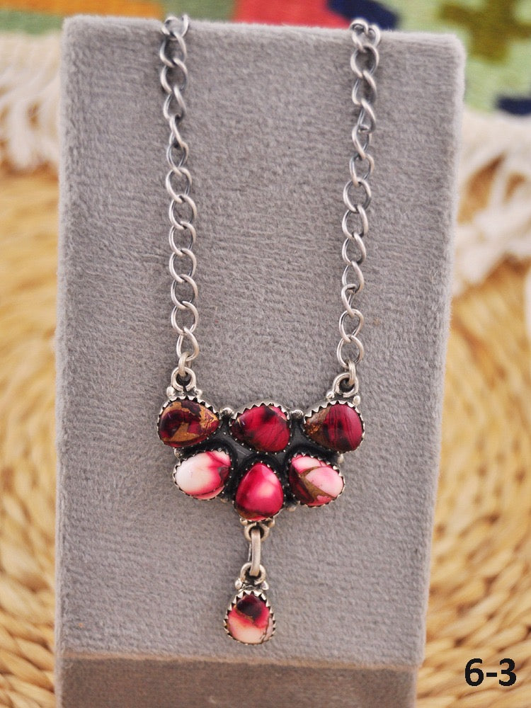 Southwest Made Rose Dahlia & Sterling Silver Necklace