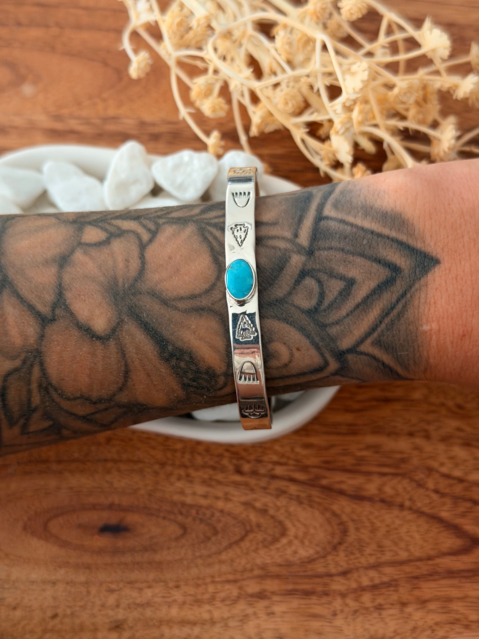B. Shorty Kingman Turquoise & Sterling Silver Cuff Bracelets