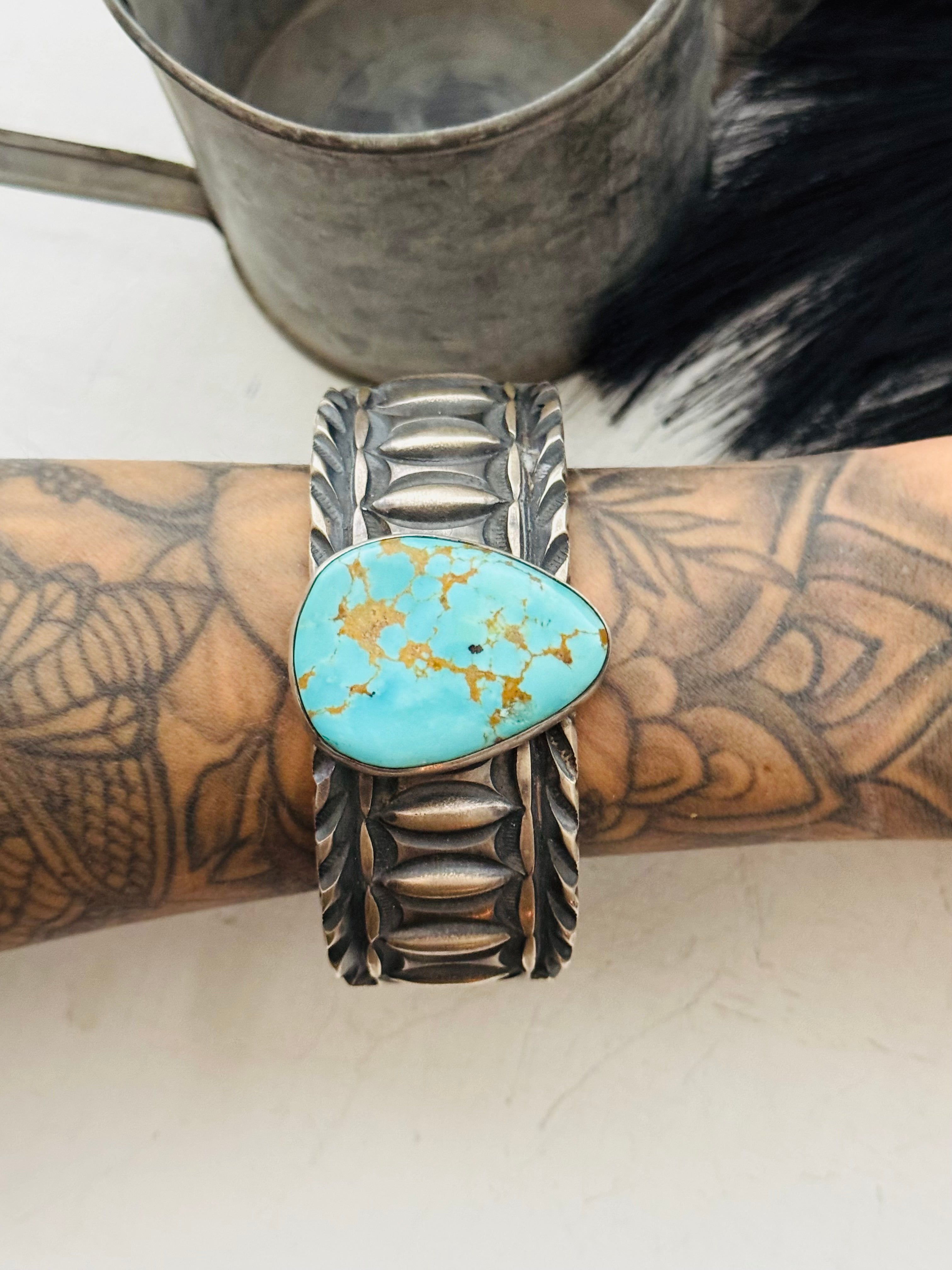 Jerold Tahe Kingman Turquoise & Sterling Silver Cuff Bracelet