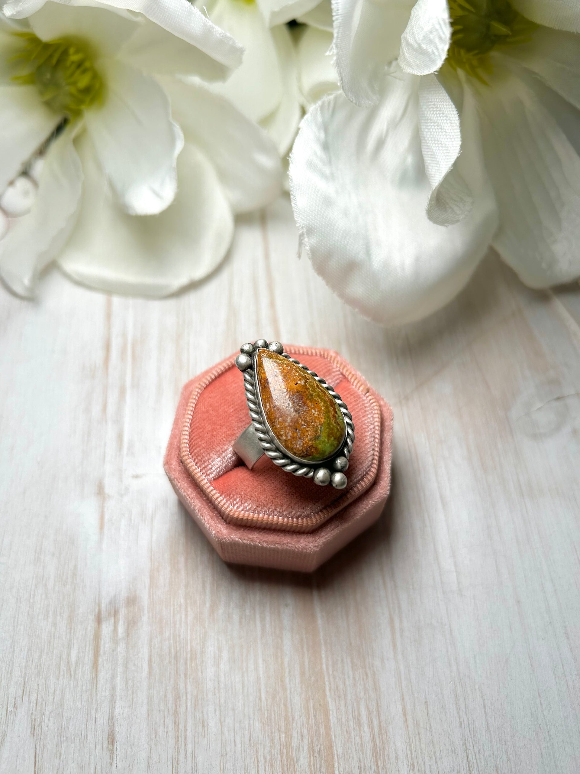 Zachariah David Evans Turquoise & Sterling Silver Adjustable Ring