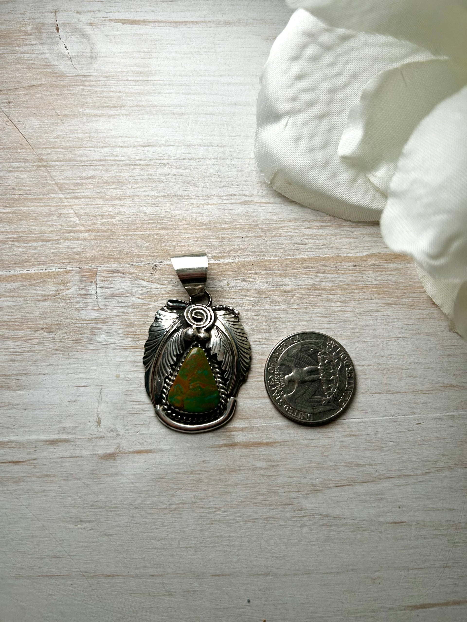 Navajo Made Royston Turquoise & Sterling Silver Pendant