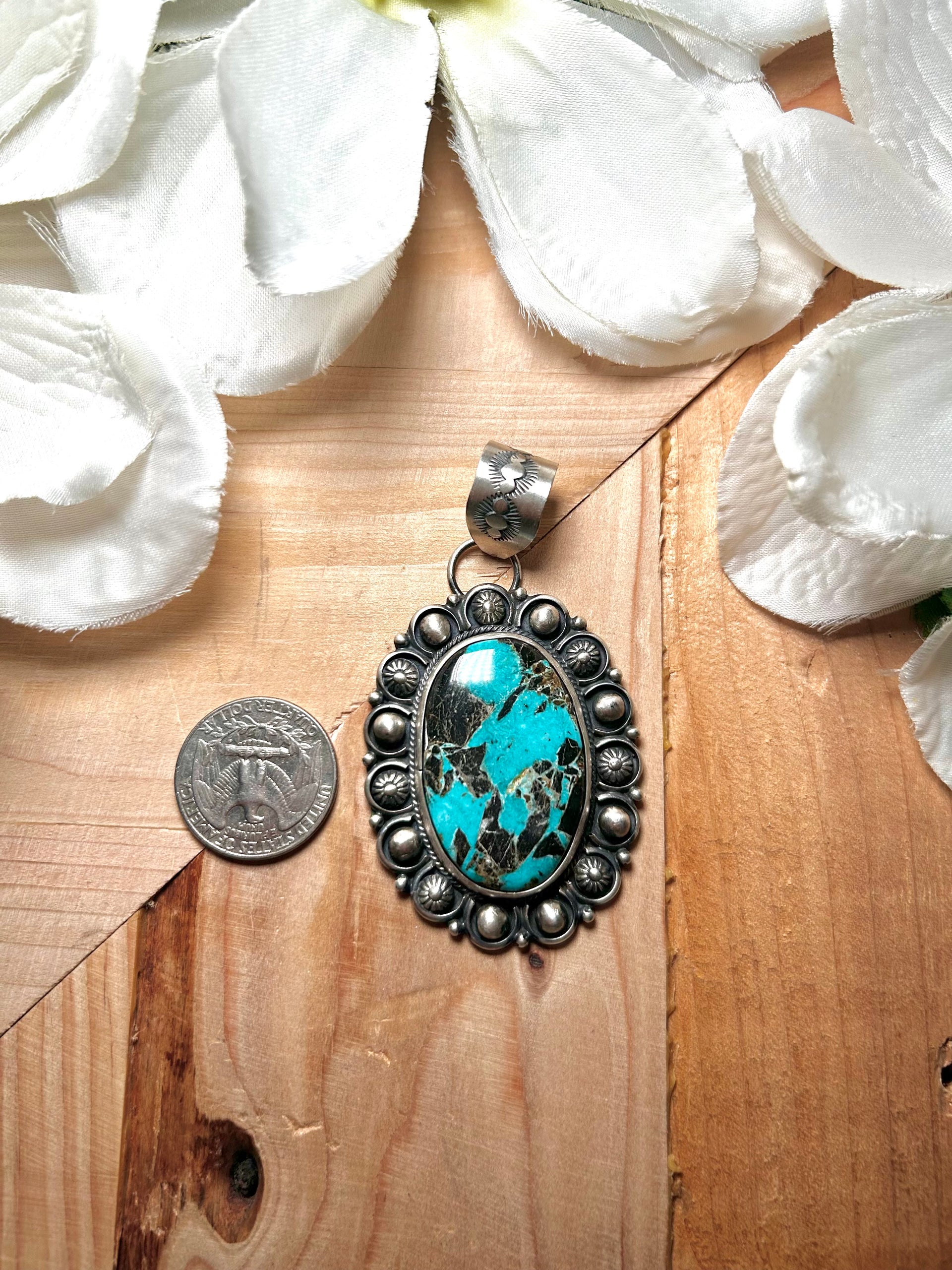 Jackson Hoskie Carico Lake Turquoise & Sterling Silver Pendant