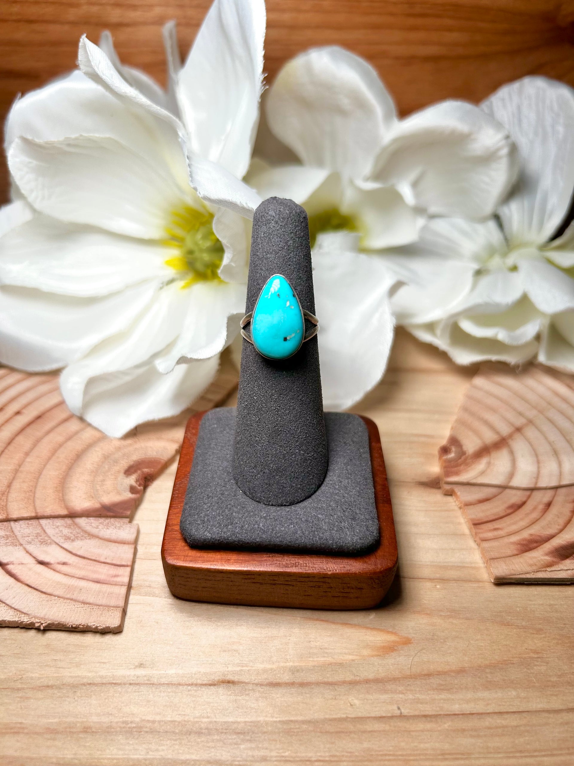 Navajo Made Blue Ridge Turquoise & Sterling Silver Ring Size 6