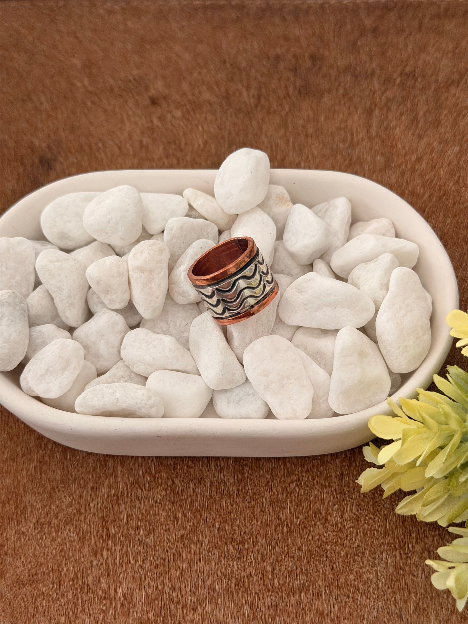 Navajo Made Copper & Sterling Silver Band Ring Size 4.5