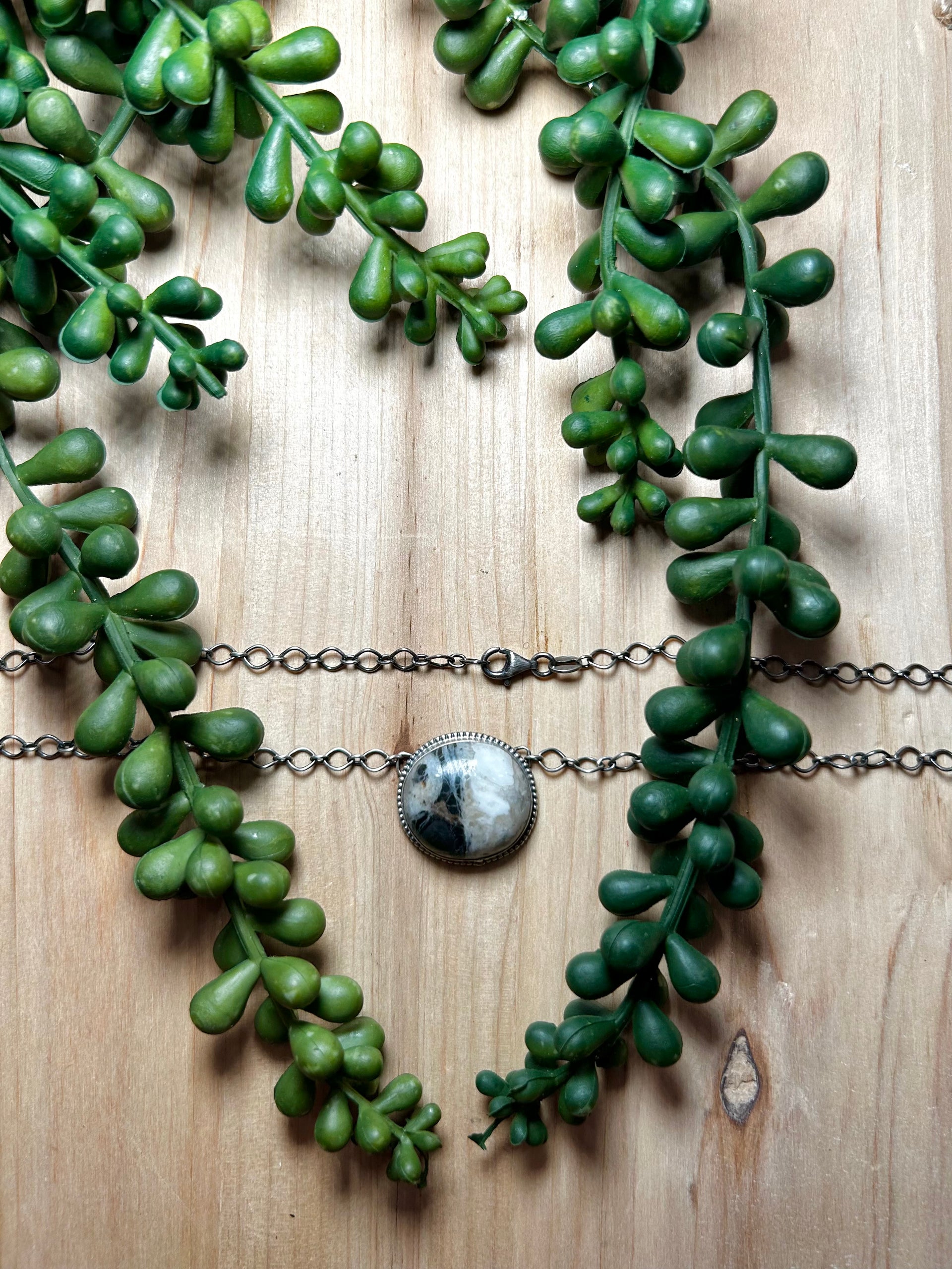 Navajo Made White Buffalo & Sterling Silver Necklace