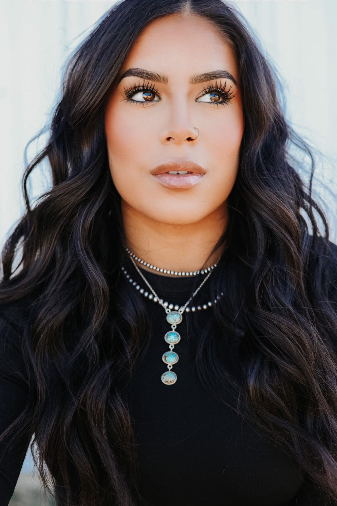 Southwest Handmade Number 8 Turquoise & Sterling Silver Lariat Necklace