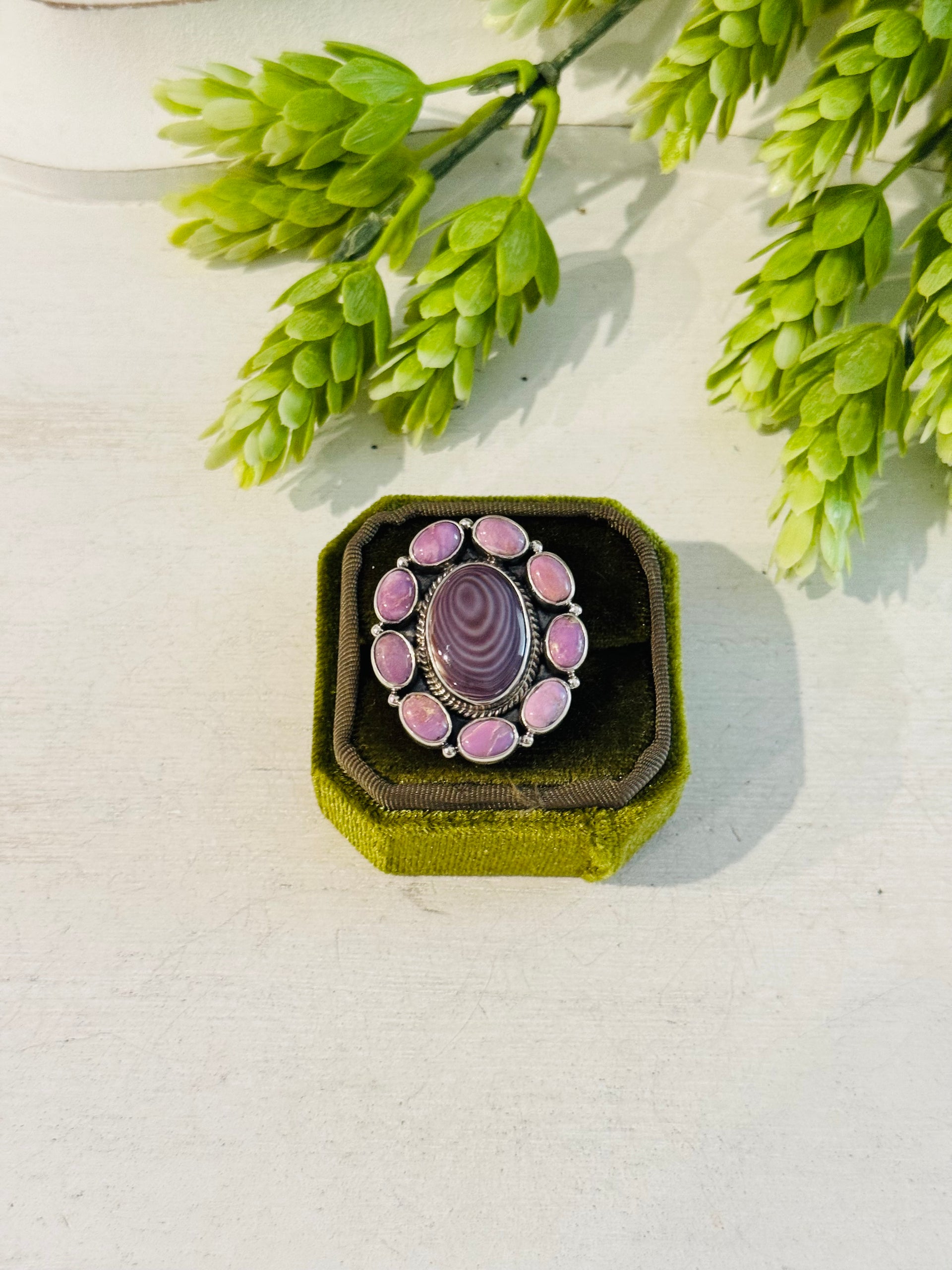 Southwest Made Multistone & Sterling Silver Adjustable Ring