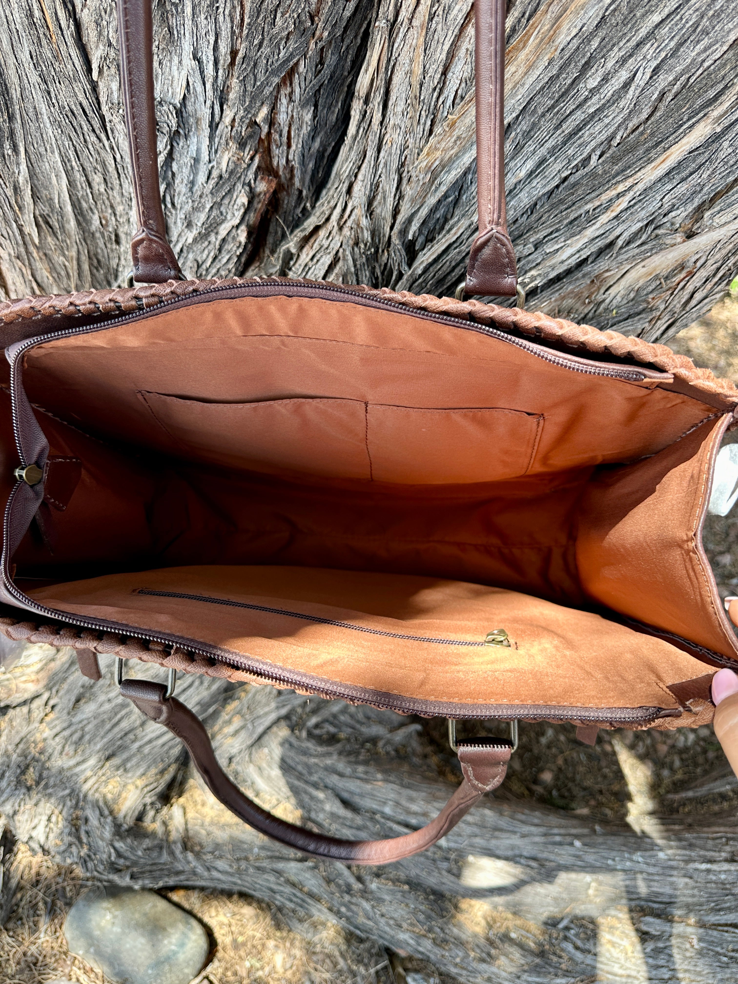 Genuine Tooled Leather & Cowhide Purse