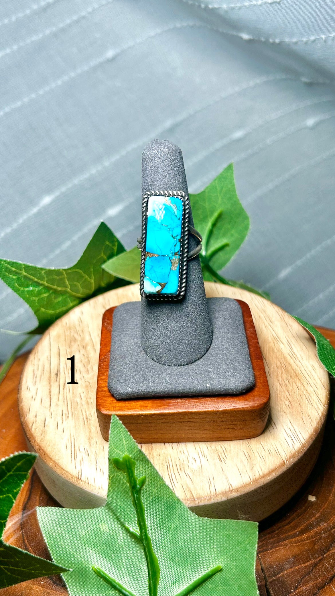 Tia Long Blue Dahlia & Sterling Silver Adjustable Ring