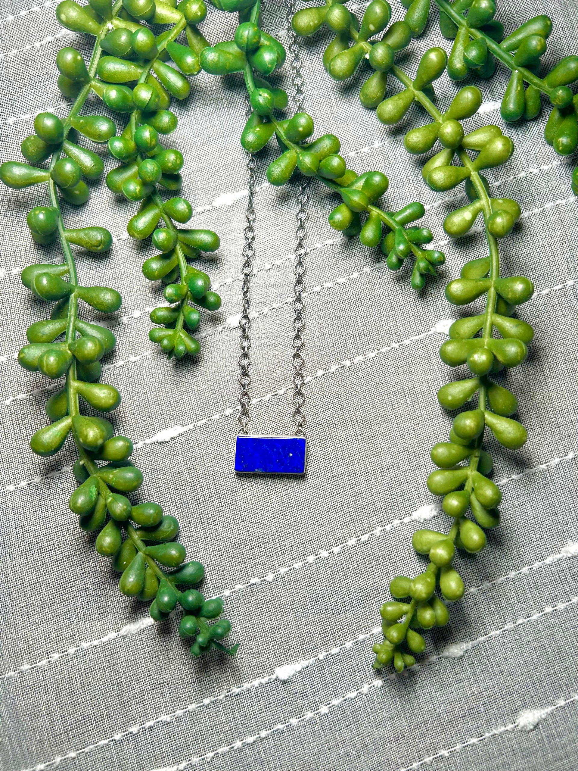 Navajo Made Lapis & Sterling Silver Necklace