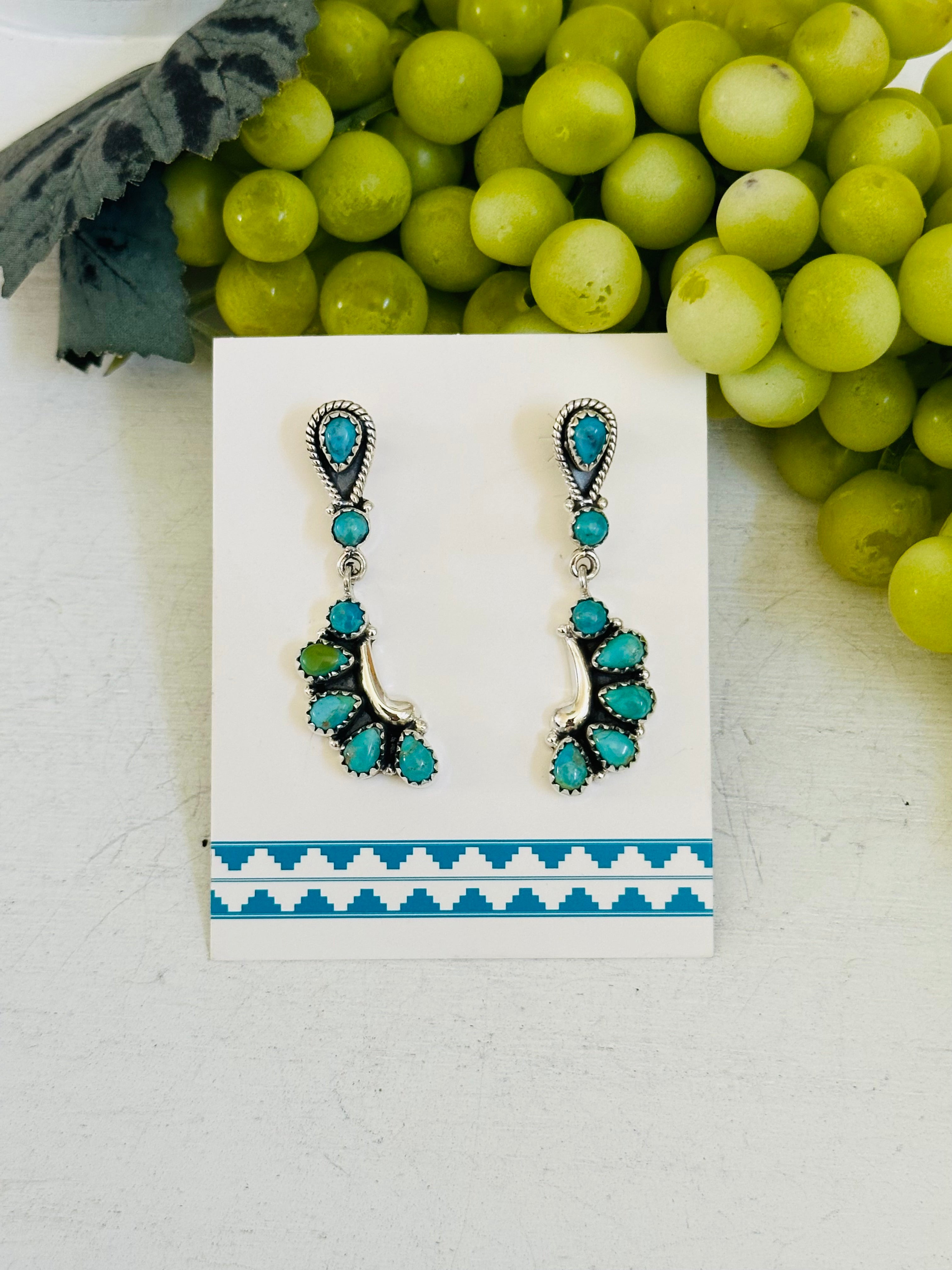 TTD “Brooks” Kingman Turquoise & Sterling Silver Dangle Earrings