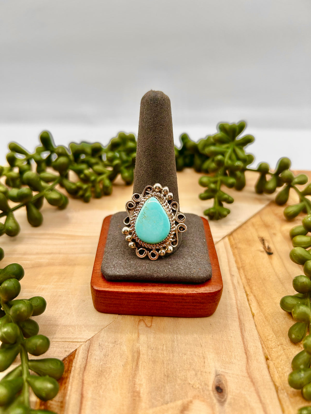 Devon Nez Kingman Turquoise & Sterling Silver Ring Size 12.25