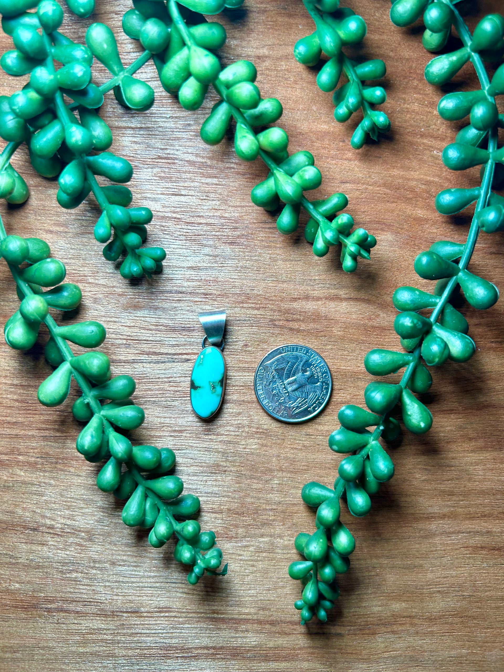 Navajo Made Sonoran Gold Turquoise & Sterling Silver Pendant