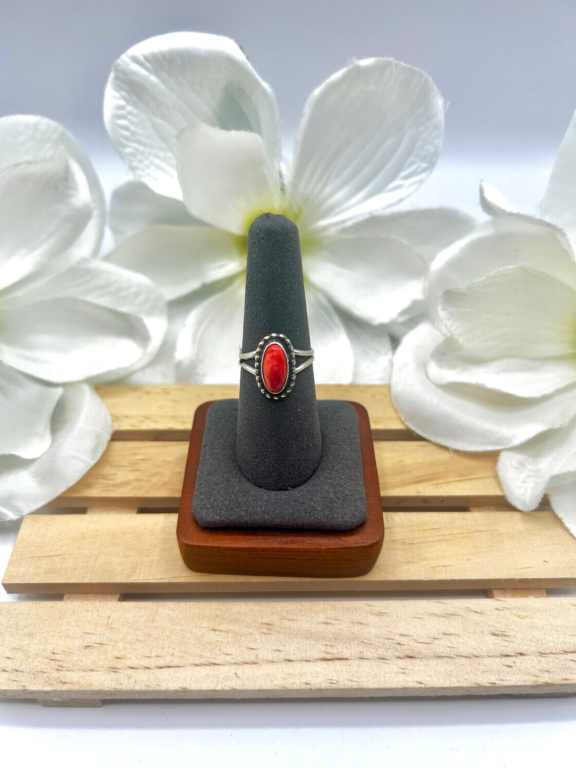 Navajo Made Spiny Oyster & Sterling Silver Ring