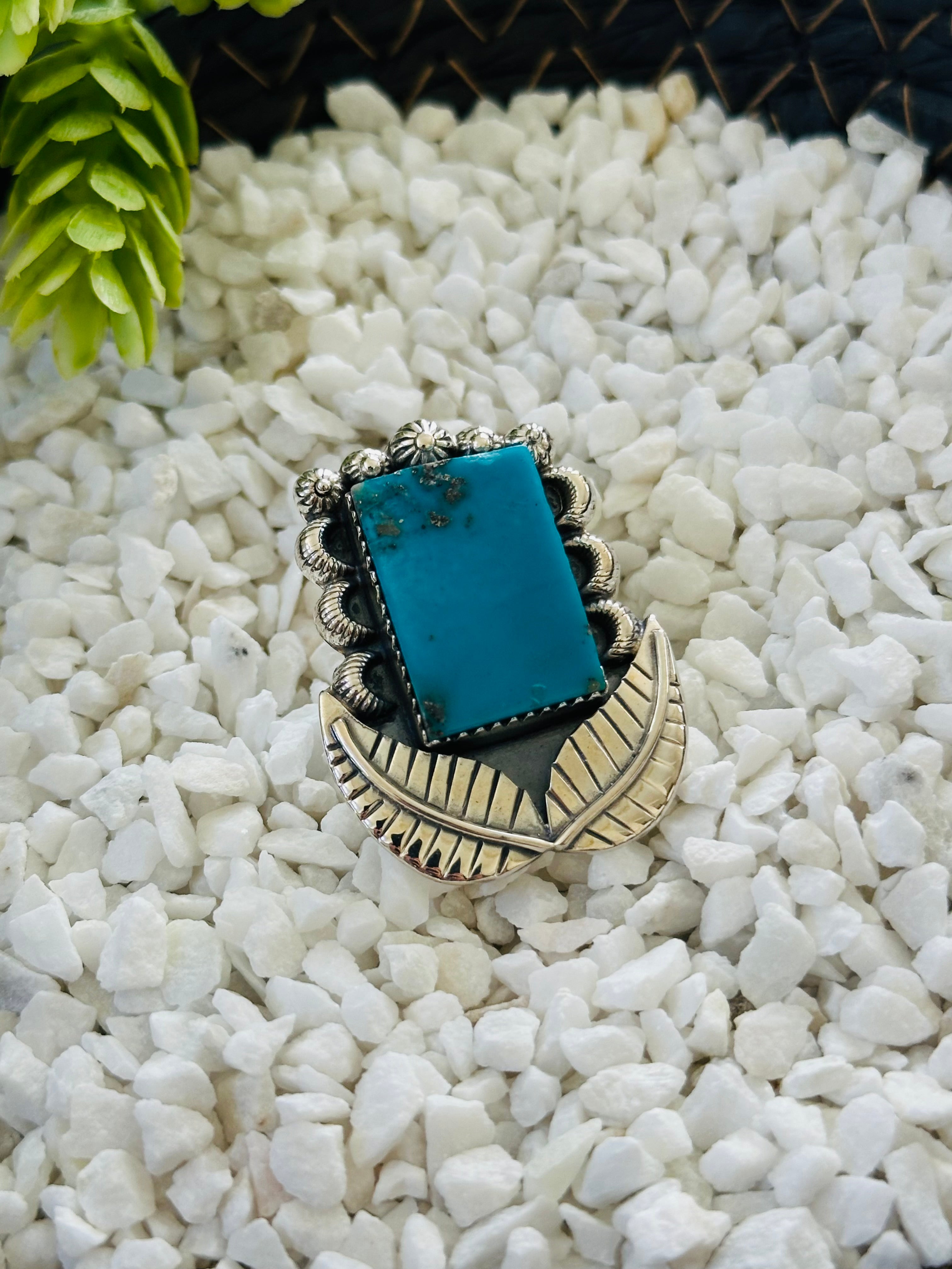TTD “Retro” Kingman Turquoise & Sterling Silver Adjustable Ring